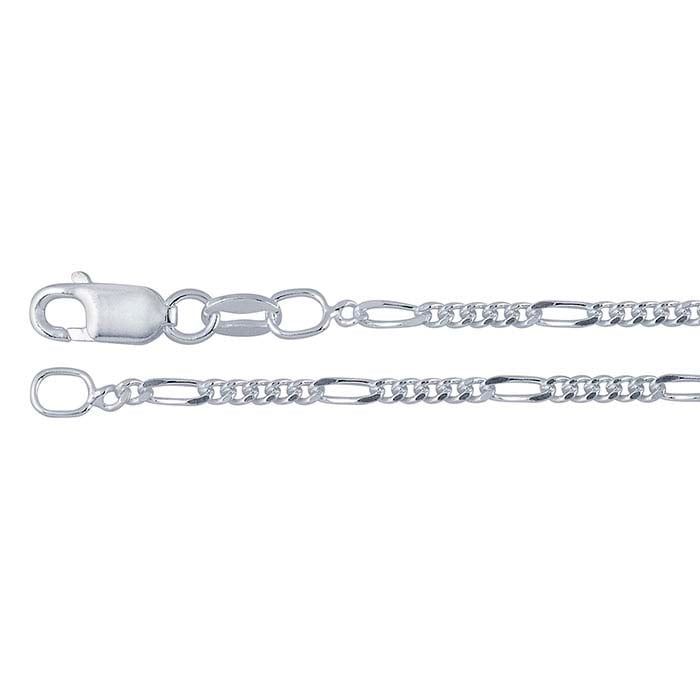 Diamond Cut Figaro Chain Necklace - Sterling Silver Link Chain