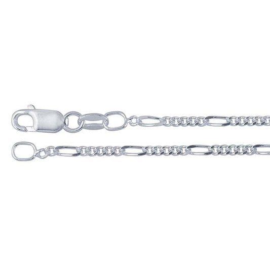 Diamond Cut Figaro Chain Necklace - Sterling Silver Link Chain