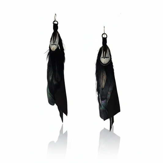 Medium Feather Earrings - Black