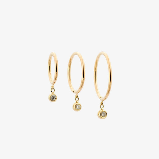 Diamond Droplet Huggie Earring – 14k Gold Minimalist (Single Earring)
