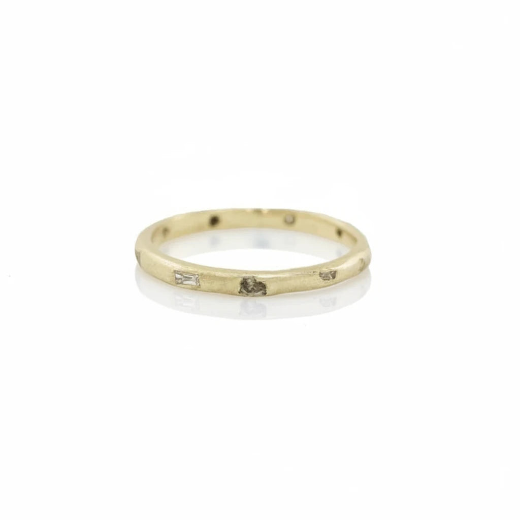 14k Meta Stacker Ring – Mixed Metal & Stone Accents