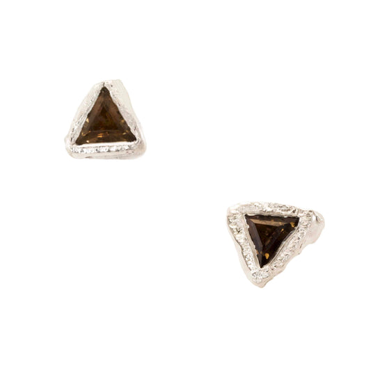Silver Smokey Petra Studs