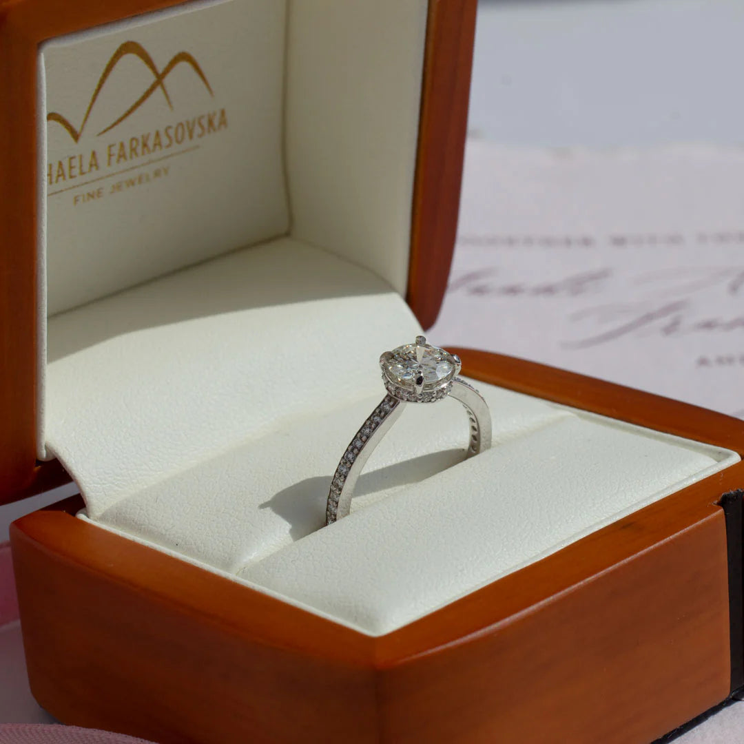 Lilia Hidden Halo Diamond Engagement Ring - 14k White Gold Solitaire