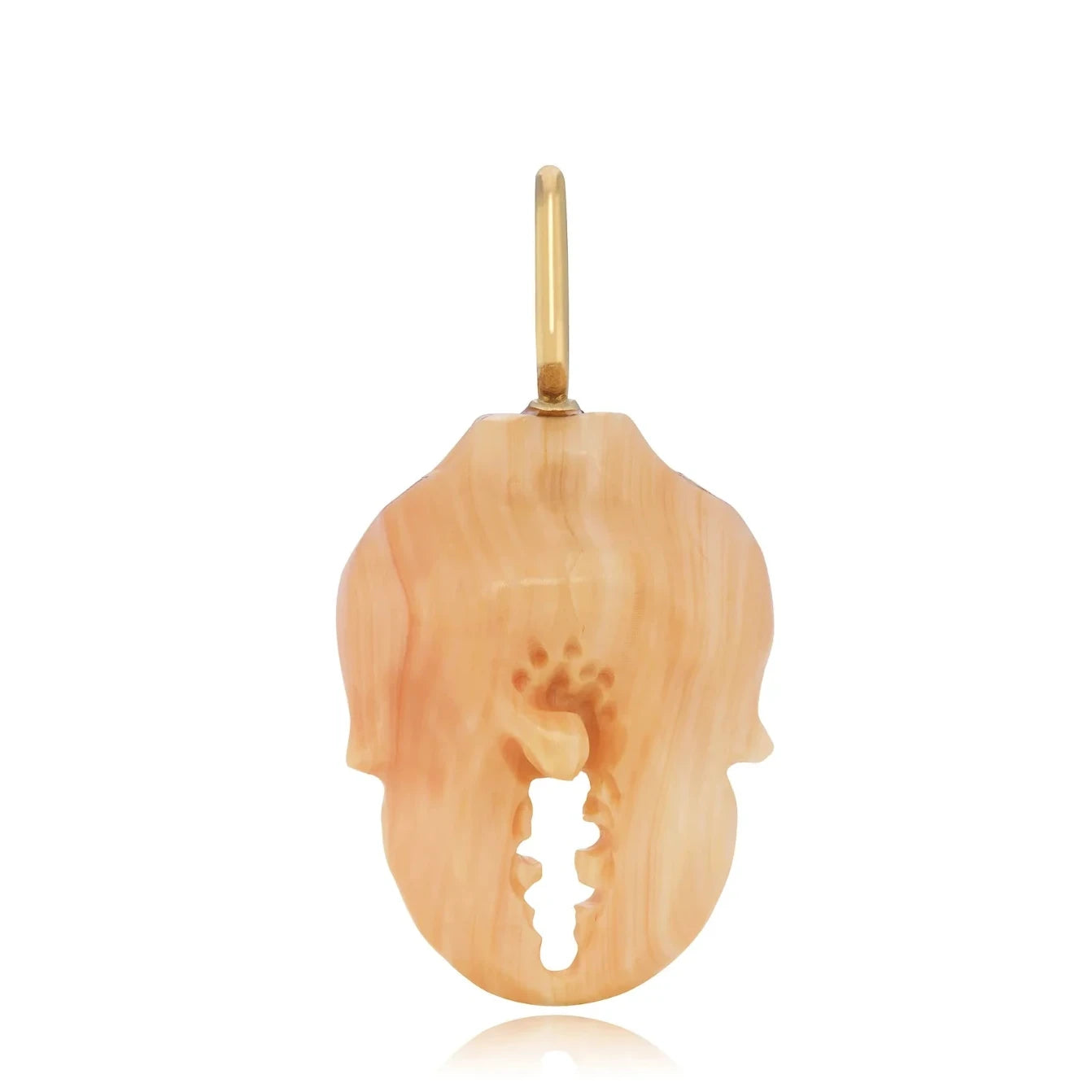 Apricot Crab Claw Charm – Hand Carved Conch Shell with 14k Gold