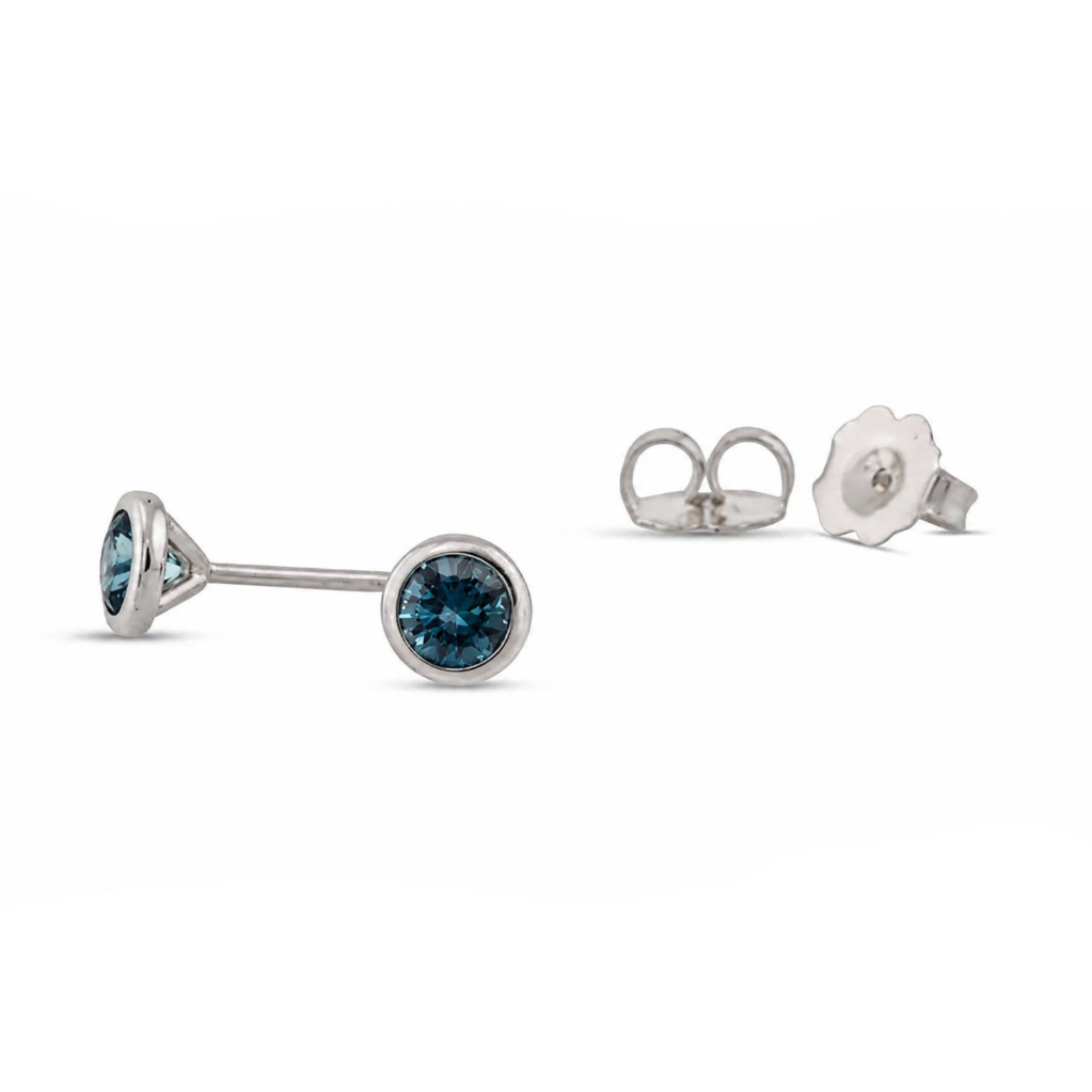 Australian Sapphire Stud Earrings - 14k White Gold