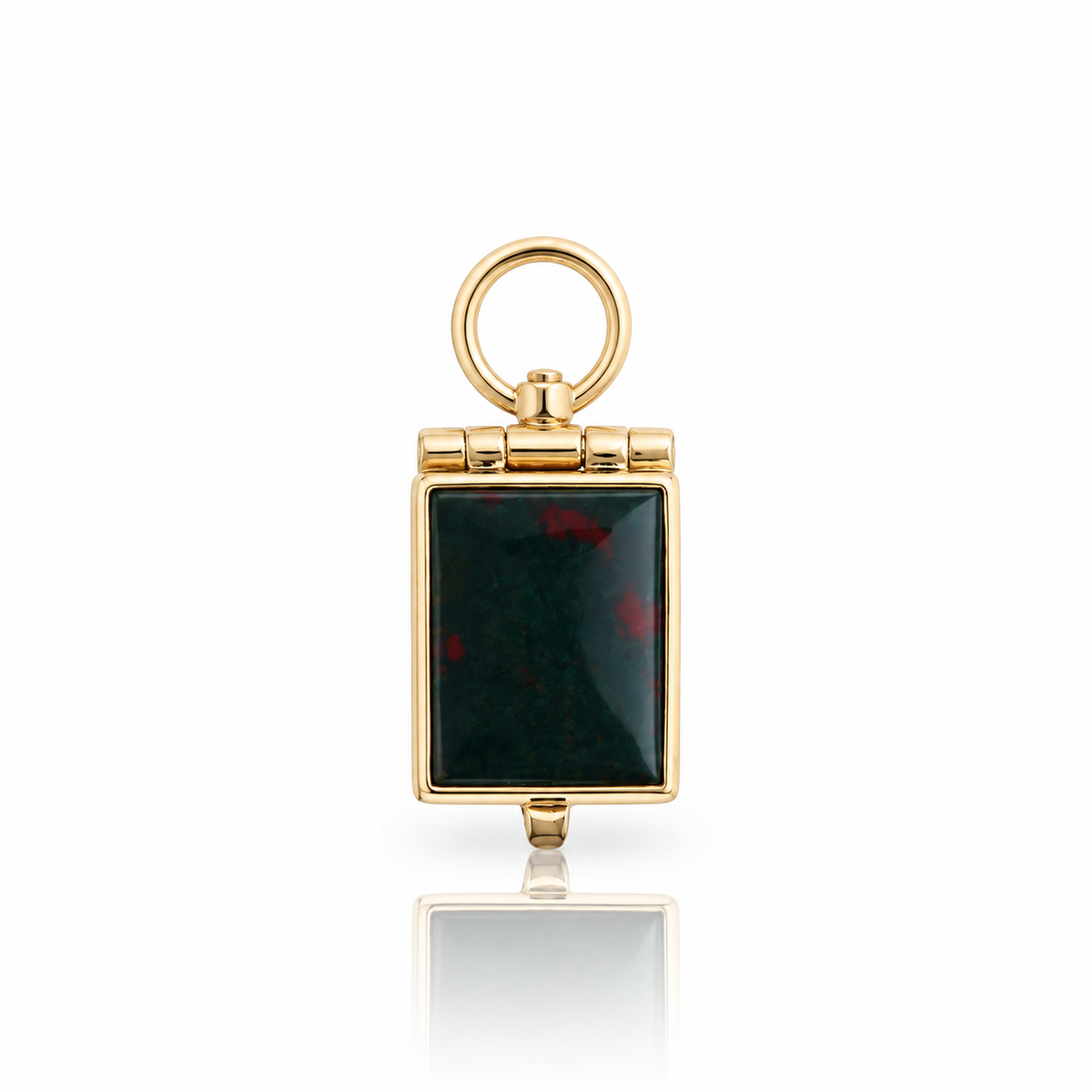 Bloodstone Locket - 14K Yellow Gold & Sterling Silver