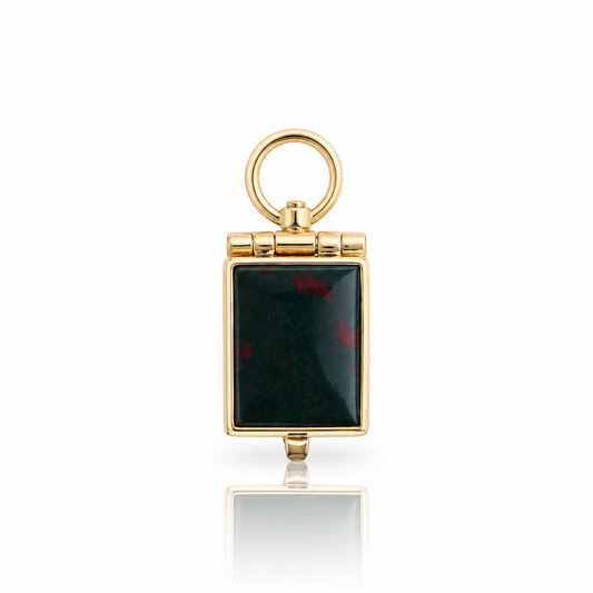 Bloodstone Locket - 14K Yellow Gold & Sterling Silver