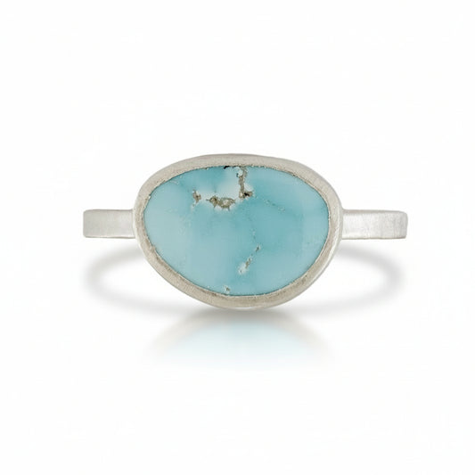 Blue moon Turquoise stone ring on a white background