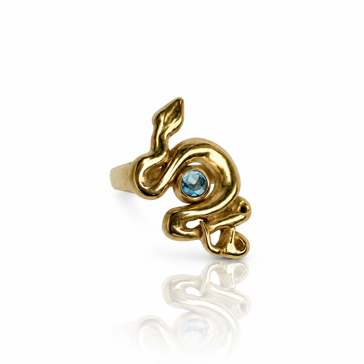 Éké Blue Topaz Python Ring in Bronze