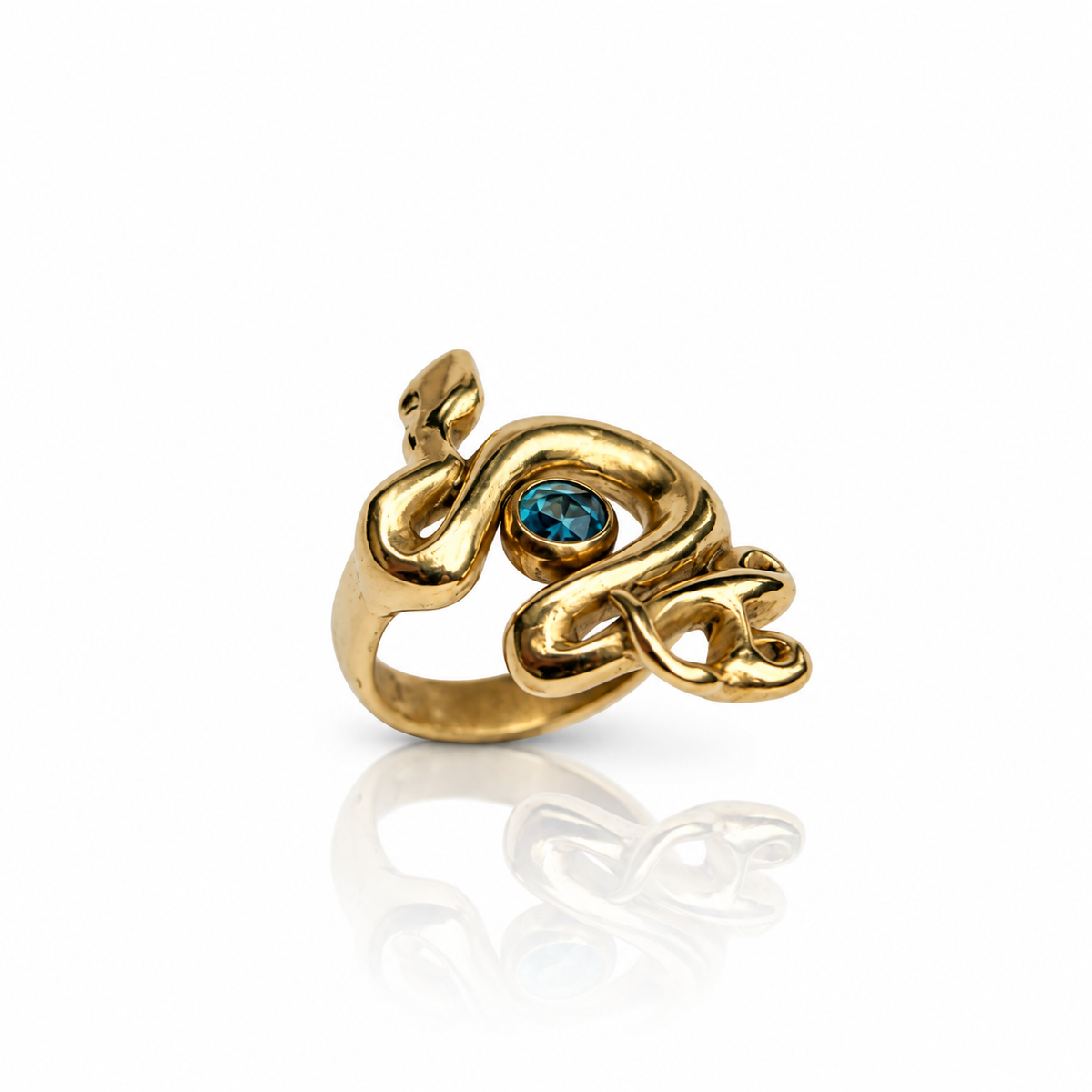 Éké Blue Topaz Python Ring in Bronze