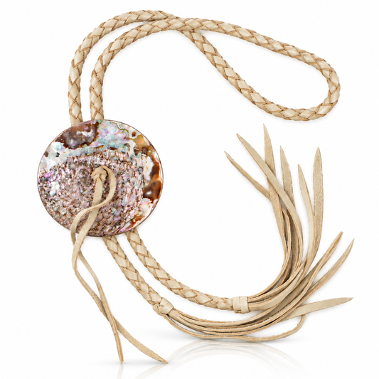 Abalone Shell Disc Bolo Tie