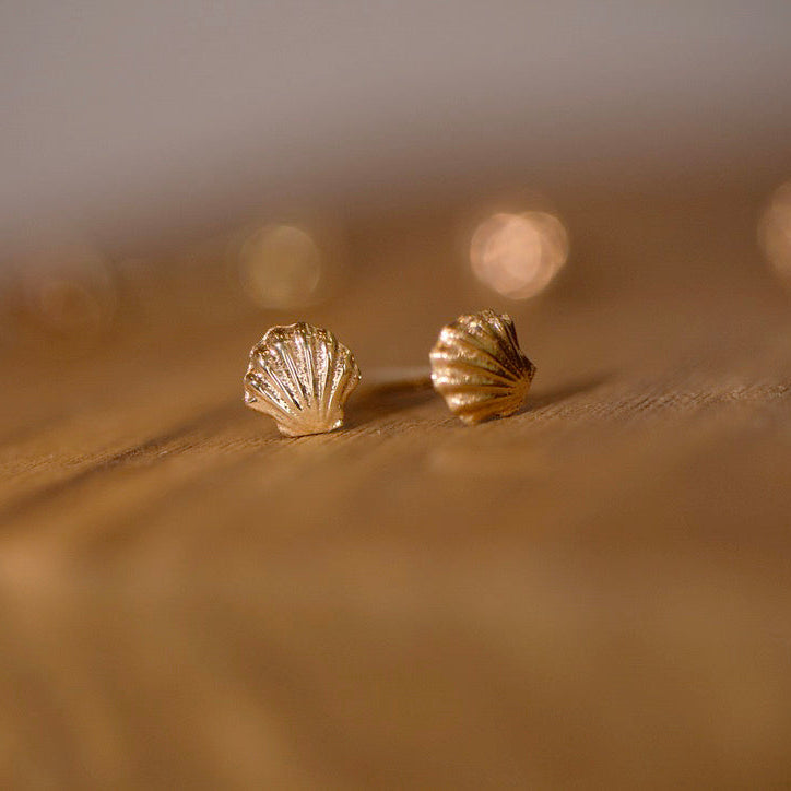 Venus Shell Stud Earrings - 14k Gold