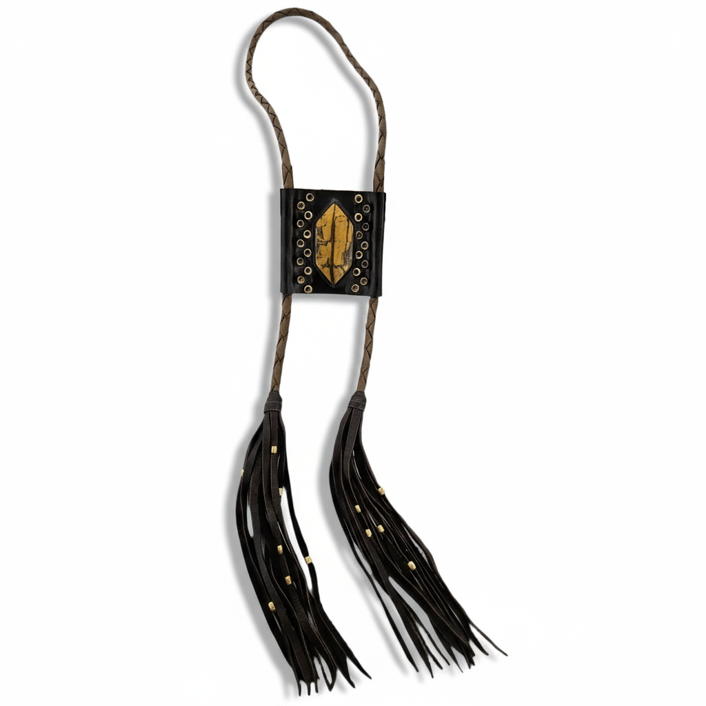 Tiger’s Eye Bolo Tie – Hand Tooled Leather