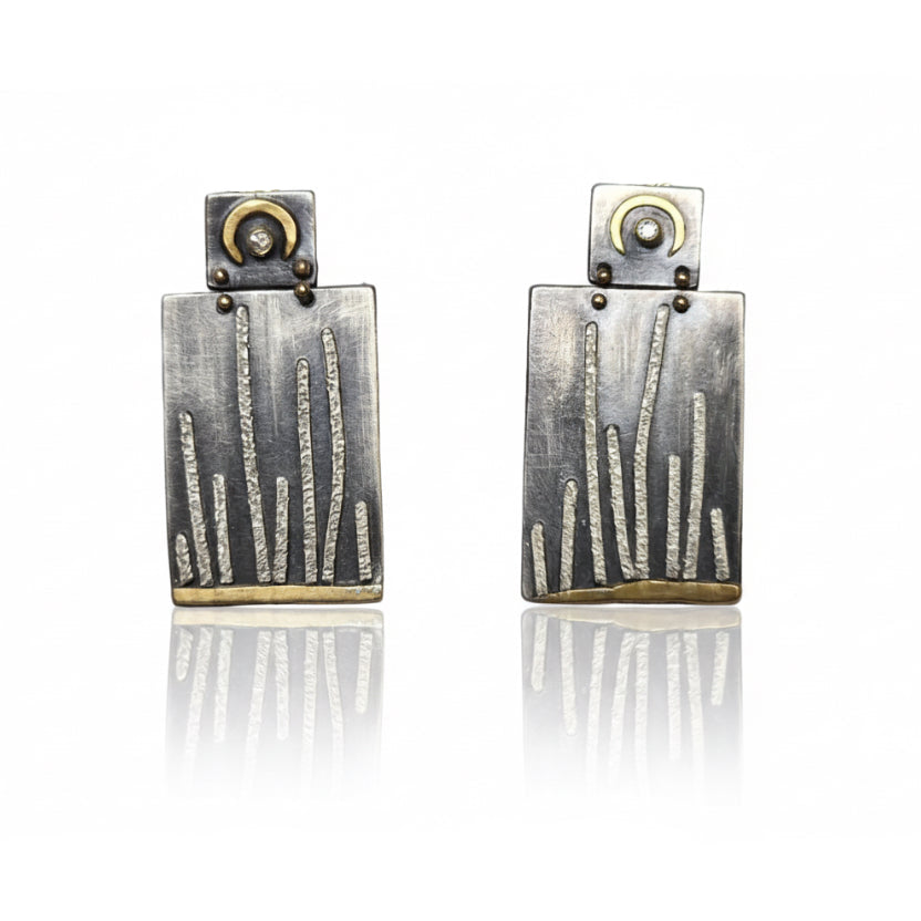 Cactus Vignette Diamond Earrings - Mixed Metal