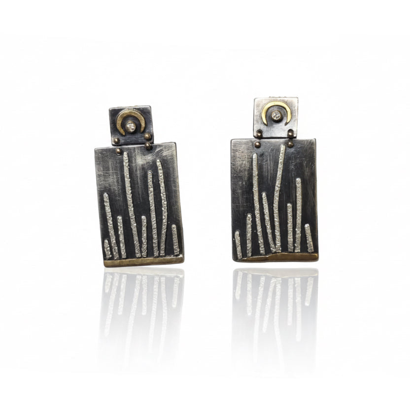 Cactus Vignette Diamond Earrings - Mixed Metal