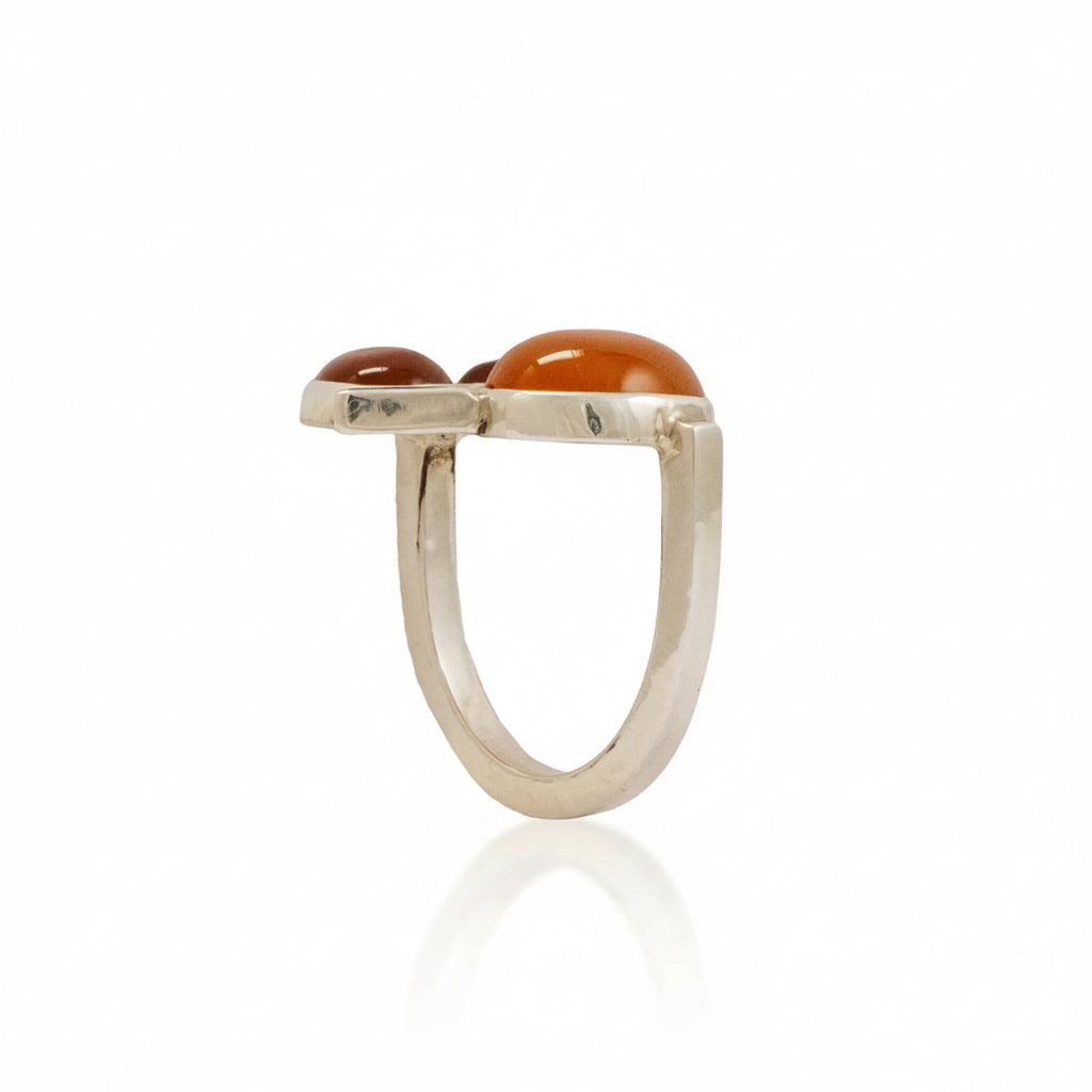 Carnelian Cluster Ring - Sterling Silver
