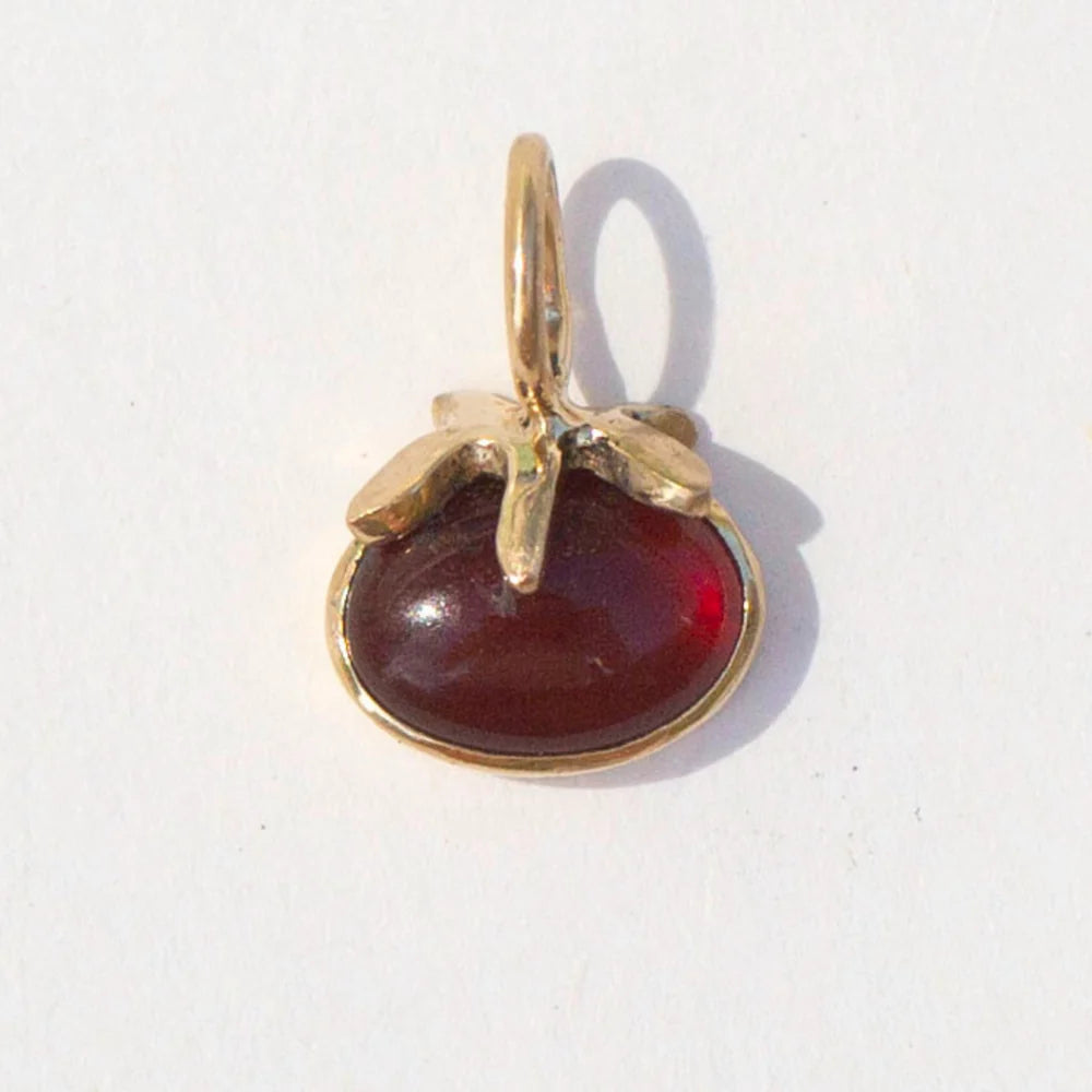 Tomato Charm - 14k Yellow Gold & Carnelian