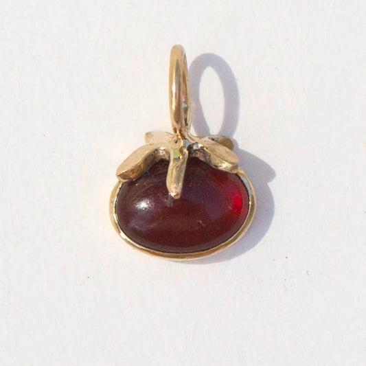 Tomato Charm - 14k Yellow Gold & Garnet