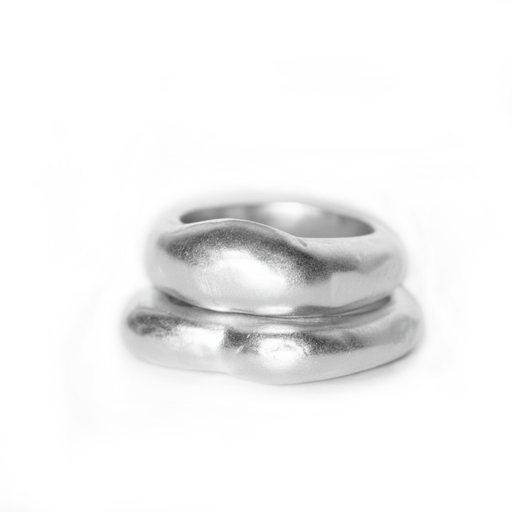 Silver rings on a white background