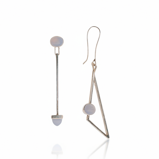 Chalcedony Mismatched Earrings - Sterling Silver