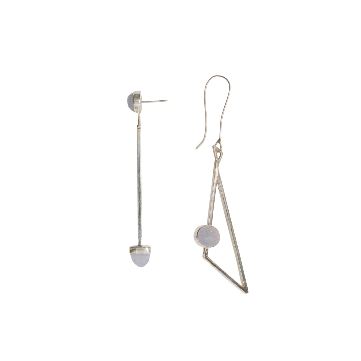 Chalcedony Mismatched Earrings - Sterling Silver