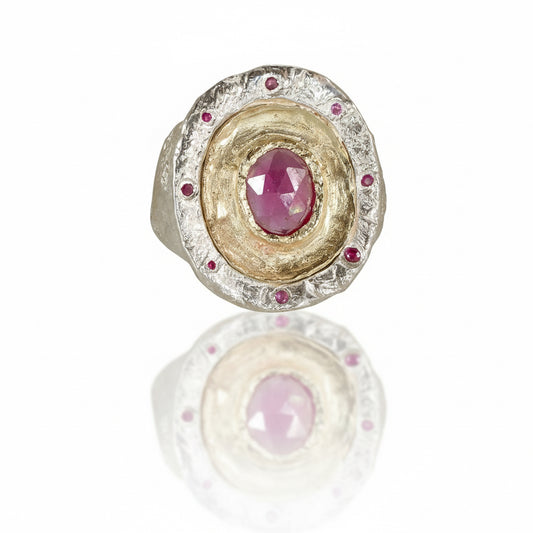Fragmented Ruby Ring – 14k Gold & Sterling Silver