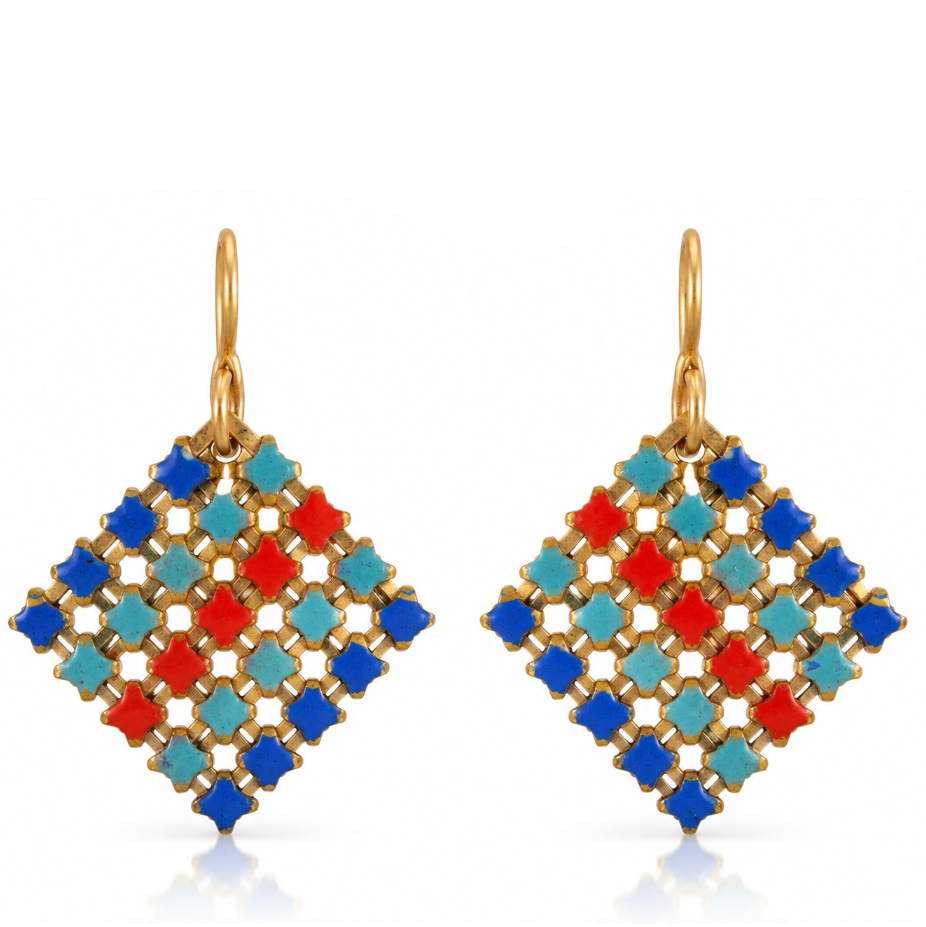 Blue Crush Mini Vintage Mesh Earrings