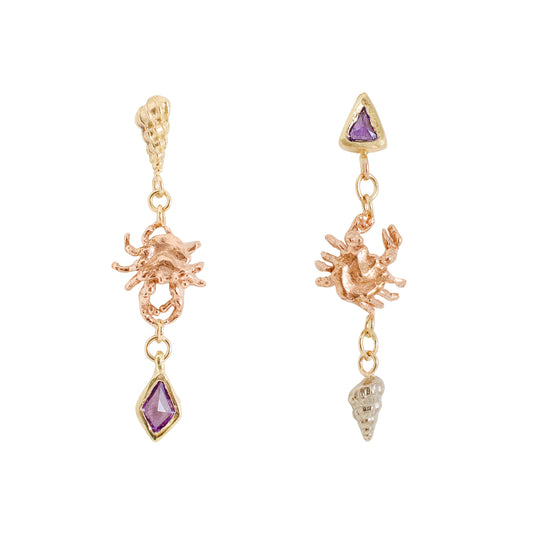 Asymmetrical Crab Earrings