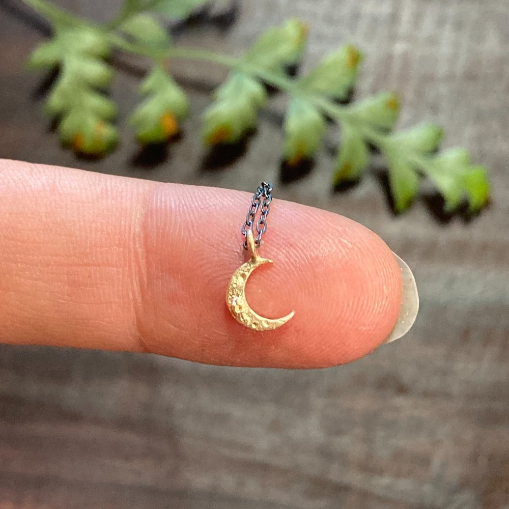 Tiny Crescent Necklace - 14k Gold & Sterling Silver