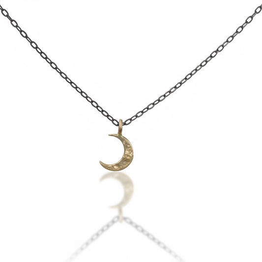 Tiny Crescent Necklace - 14k Gold & Sterling Silver