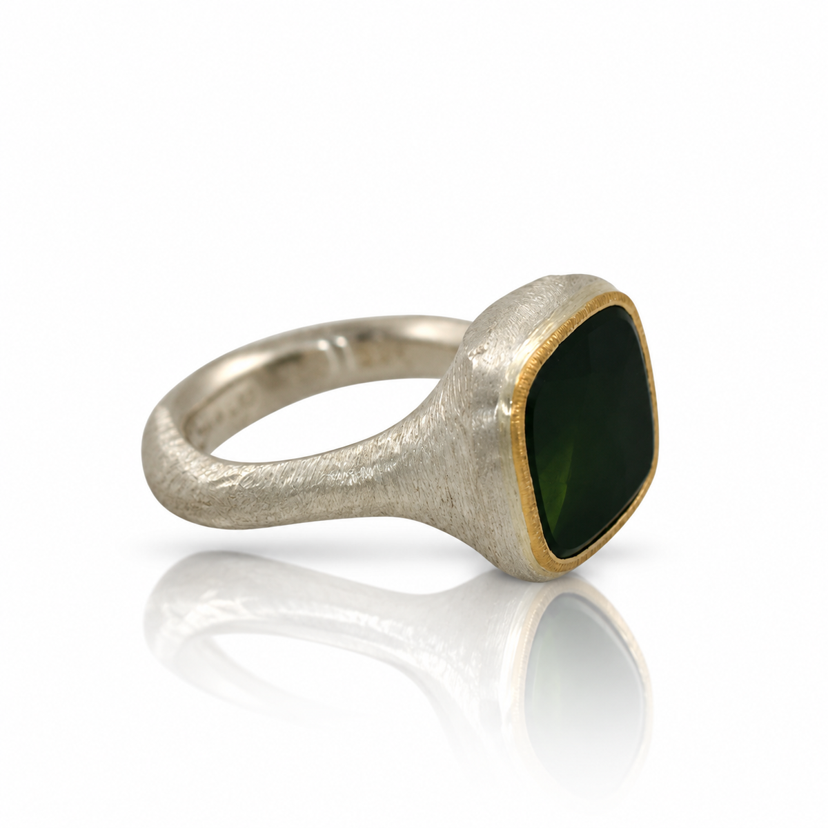 Cushion Cut Tourmaline Shine Ring - Sterling Silver & 22k Gold