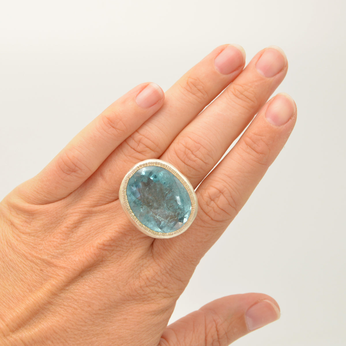 56.65ct Aquamarine Statement Ring - Sterling Silver