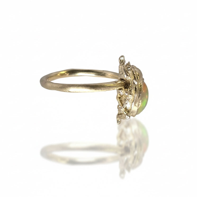 Desert Opal Beetle Ring - 14k Gold