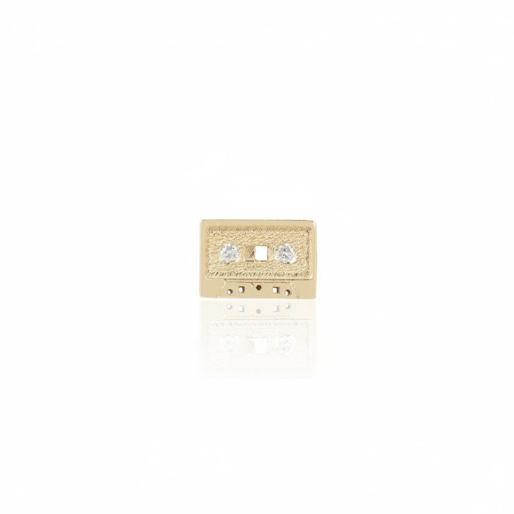 Mini Mixtape Studs - 14K Gold Diamond Cassette Earrings