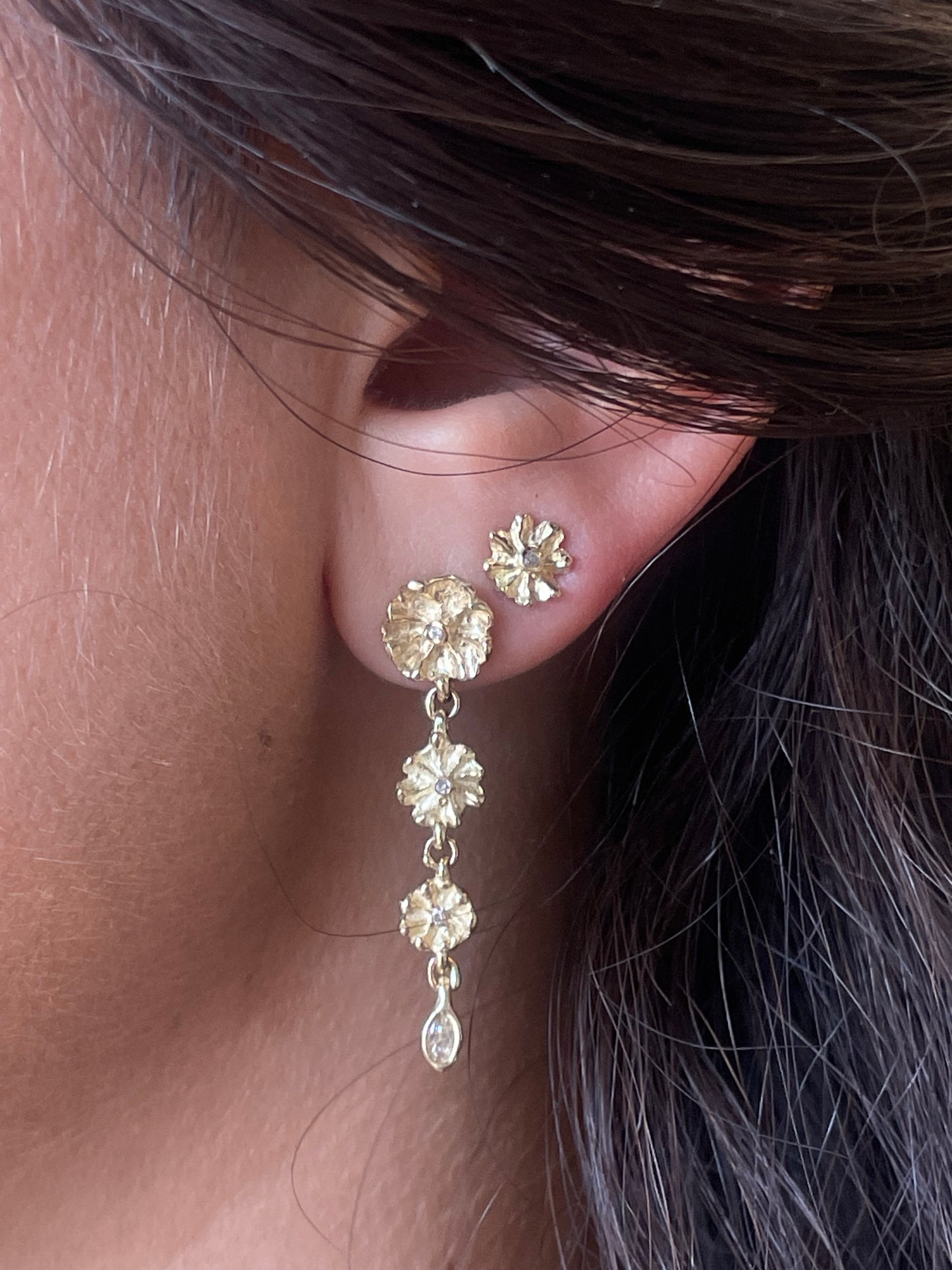 Triple Efflorescent Diamond Earrings