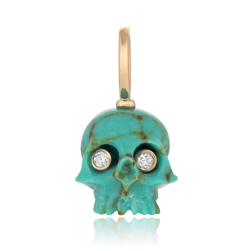 African Jasper Turquoise Skull Baby Charm