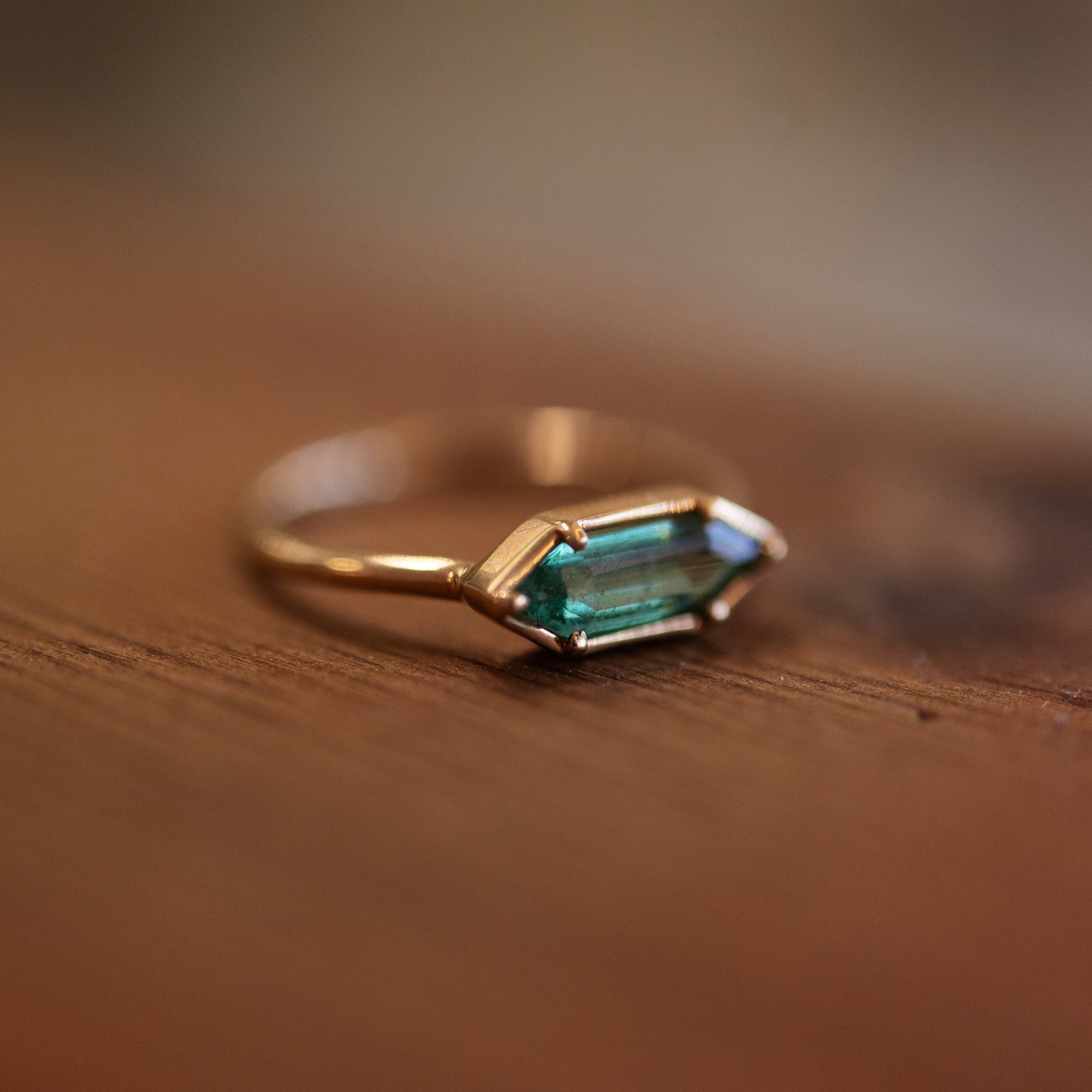 Emerald Hexagon-Cut Ring – 14k Gold