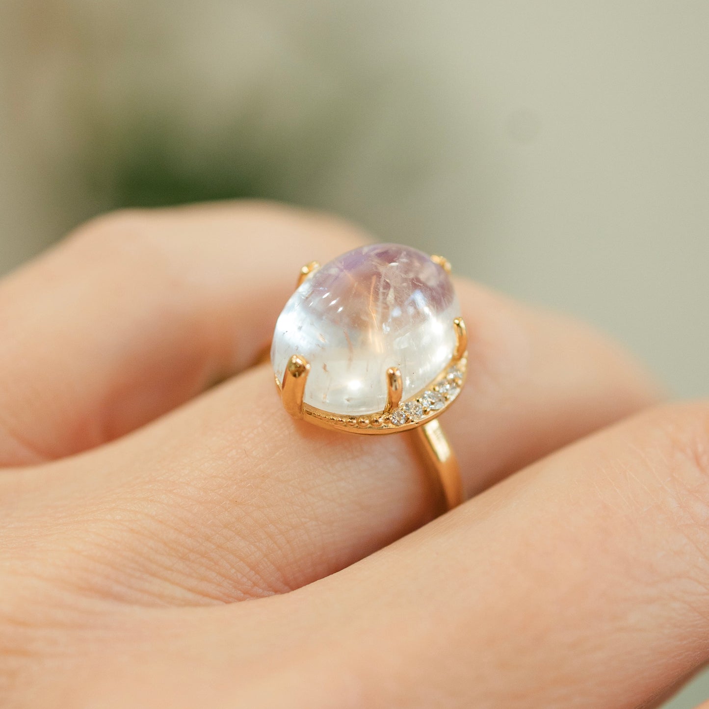 Crescent Moonstone Ring