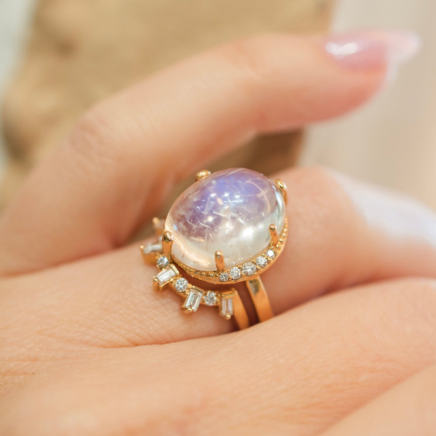 Crescent Moonstone Ring