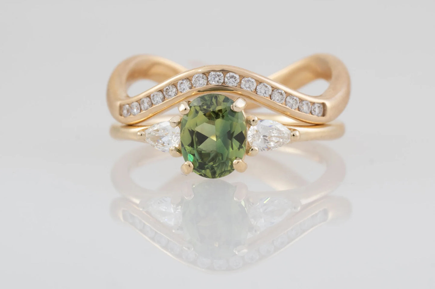 Vine Green Sapphire Engagement Ring - 14k Gold