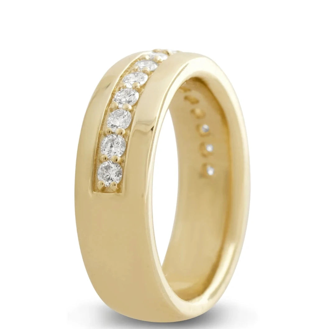 Diamond Wedding Band Around The World - 14k Gold