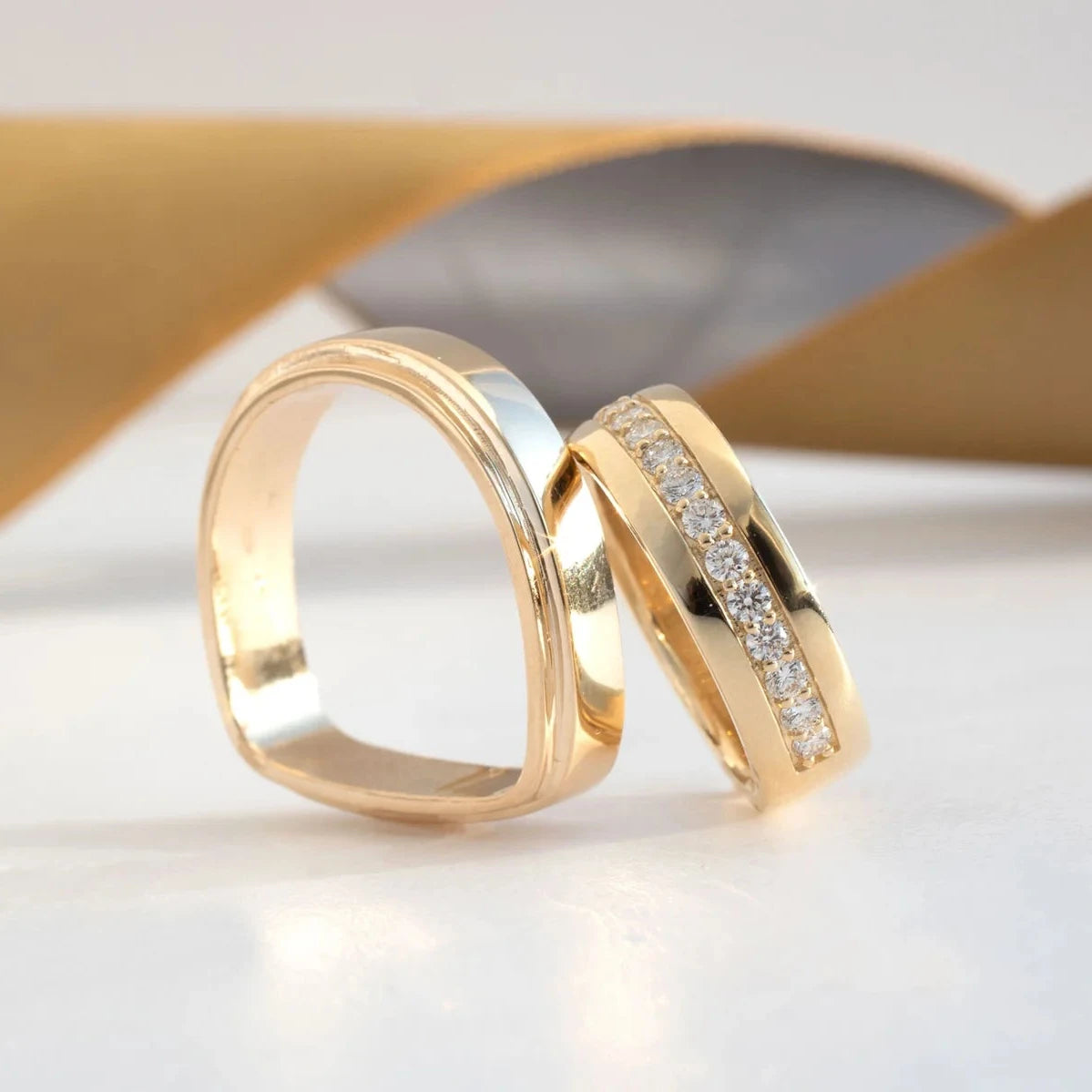 Diamond Wedding Band Around The World - 14k Gold