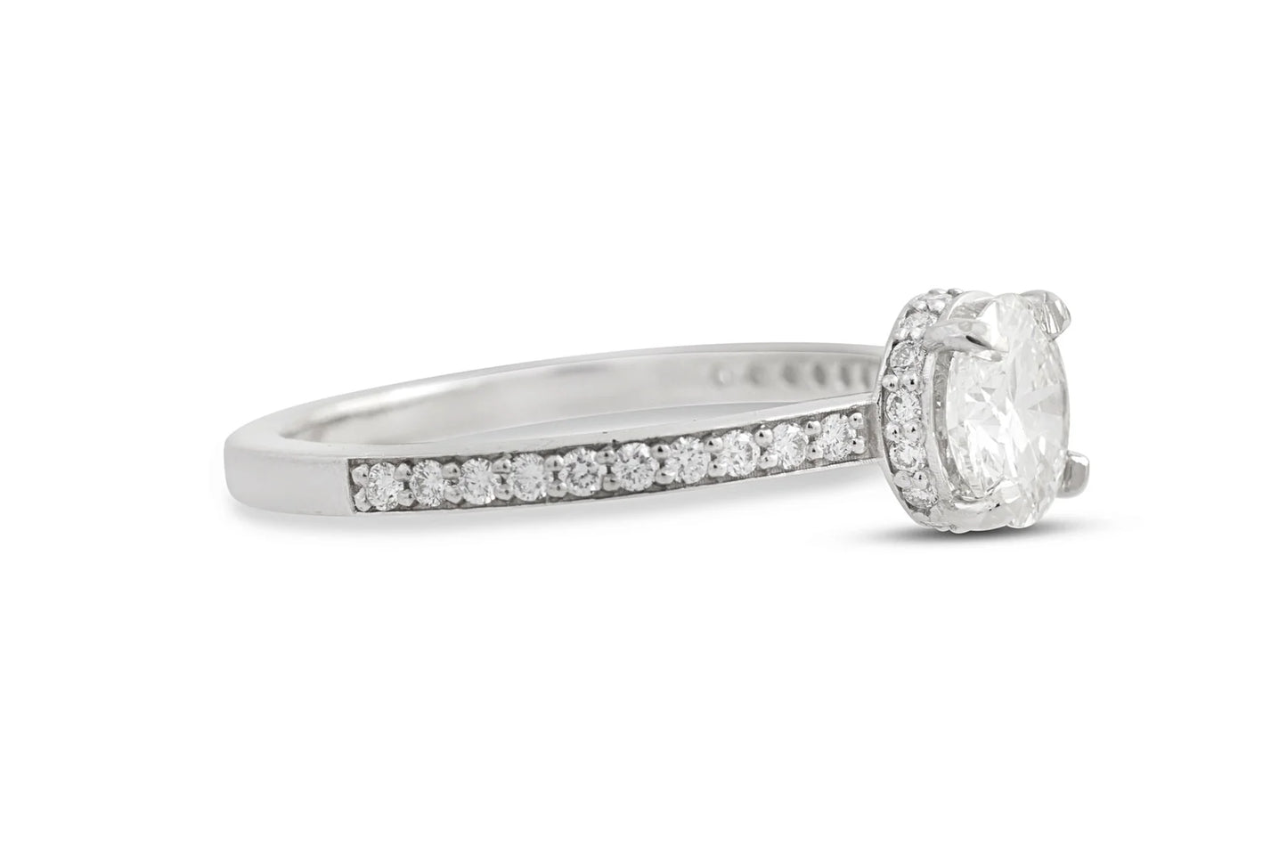 Lilia Hidden Halo Diamond Engagement Ring - 14k White Gold Solitaire