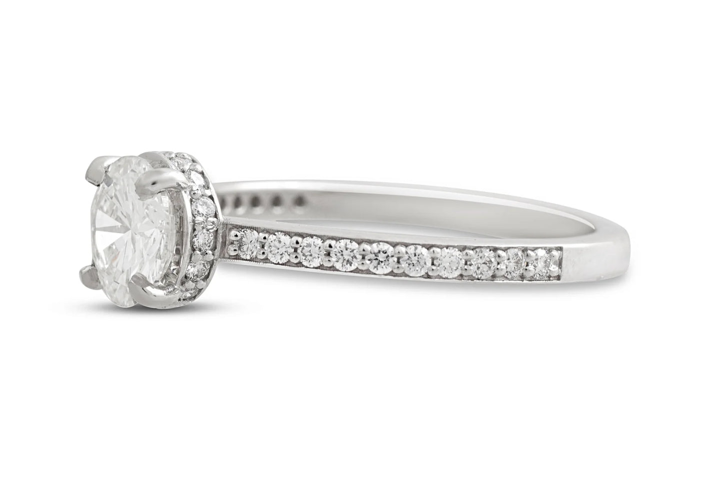 Lilia Hidden Halo Diamond Engagement Ring - 14k White Gold Solitaire