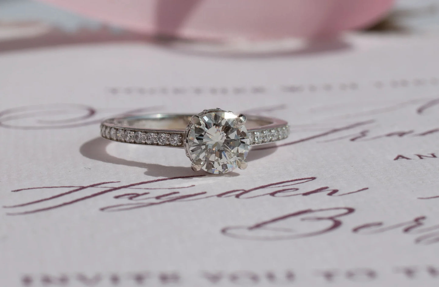 Lilia Hidden Halo Diamond Engagement Ring - 14k White Gold Solitaire