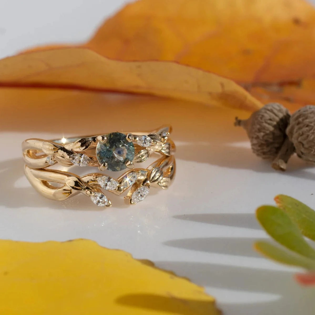 Branch Band – 14k Yellow Gold with Diamonds