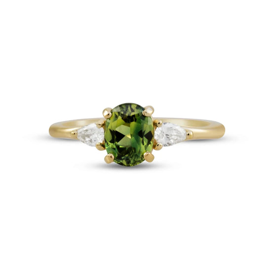 Vine Green Sapphire Engagement Ring - 14k Gold
