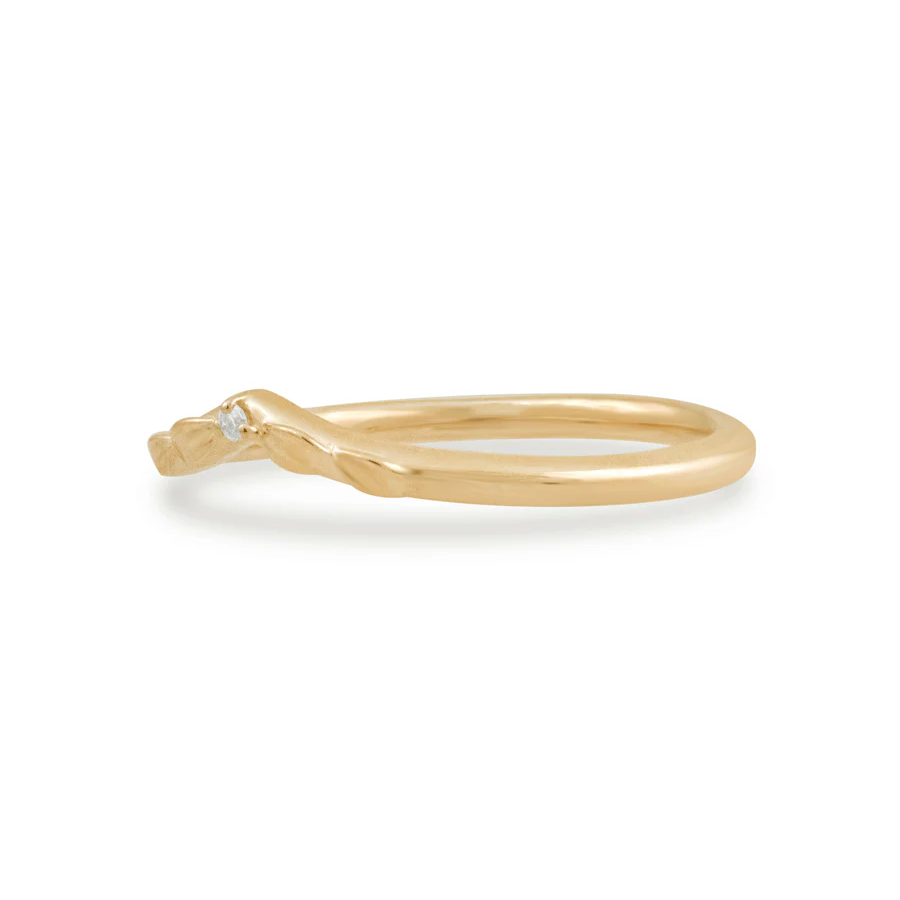 Pine Diamond Band – 14k Yellow Gold Ring with White Diamond