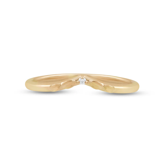 Pine Diamond Band – 14k Yellow Gold Ring with White Diamond