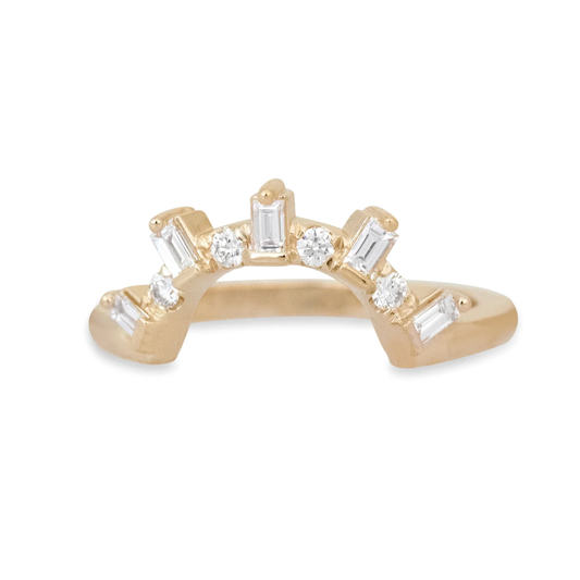 Sunburst Band - 14k Gold Diamond Stacking Ring